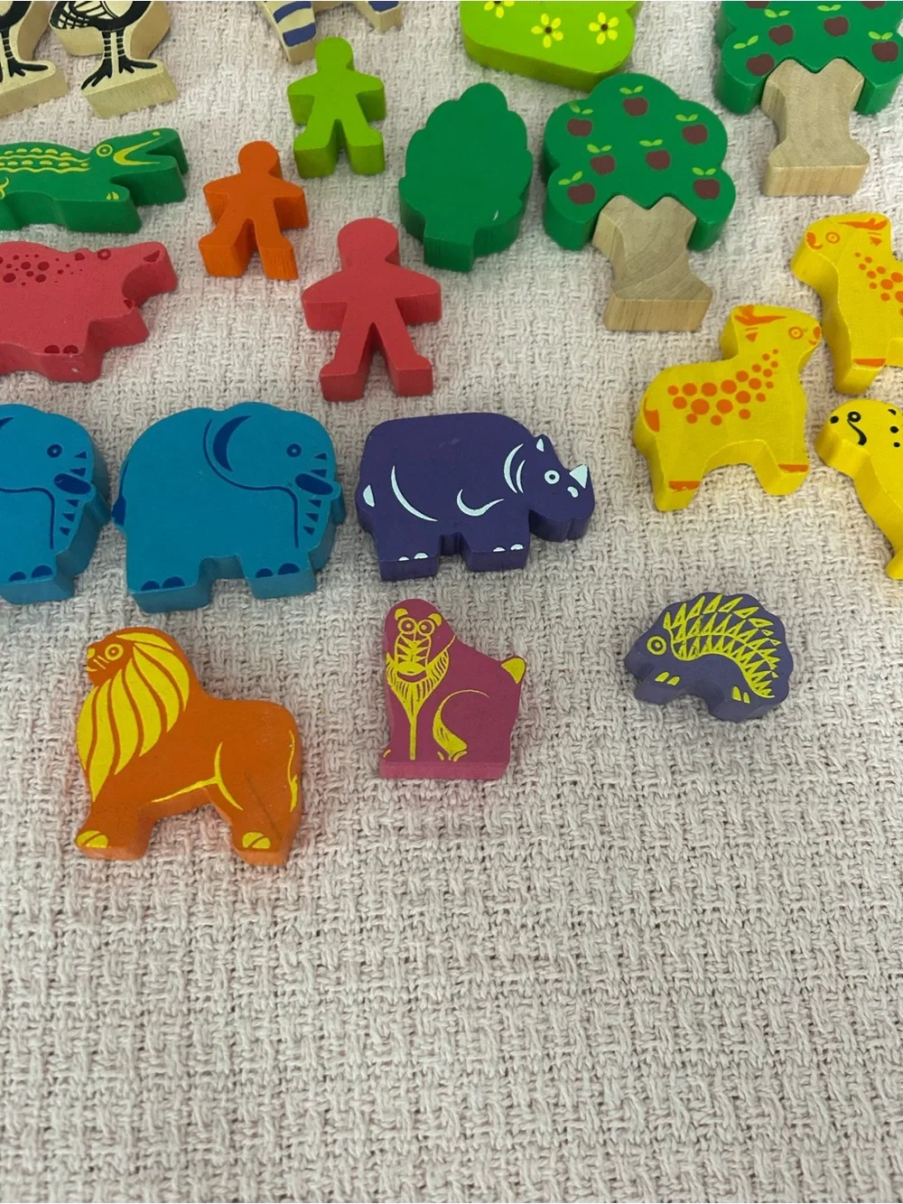 Colorful Wooden Animal and Tree Toy Set